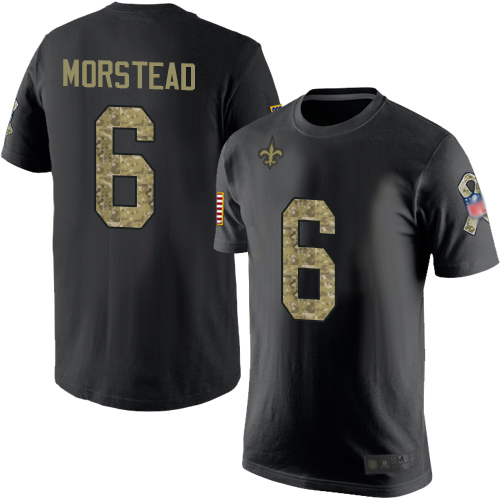 Men New Orleans Saints Black Camo Thomas Morstead Salute to Service NFL Football #6 T Shirt
